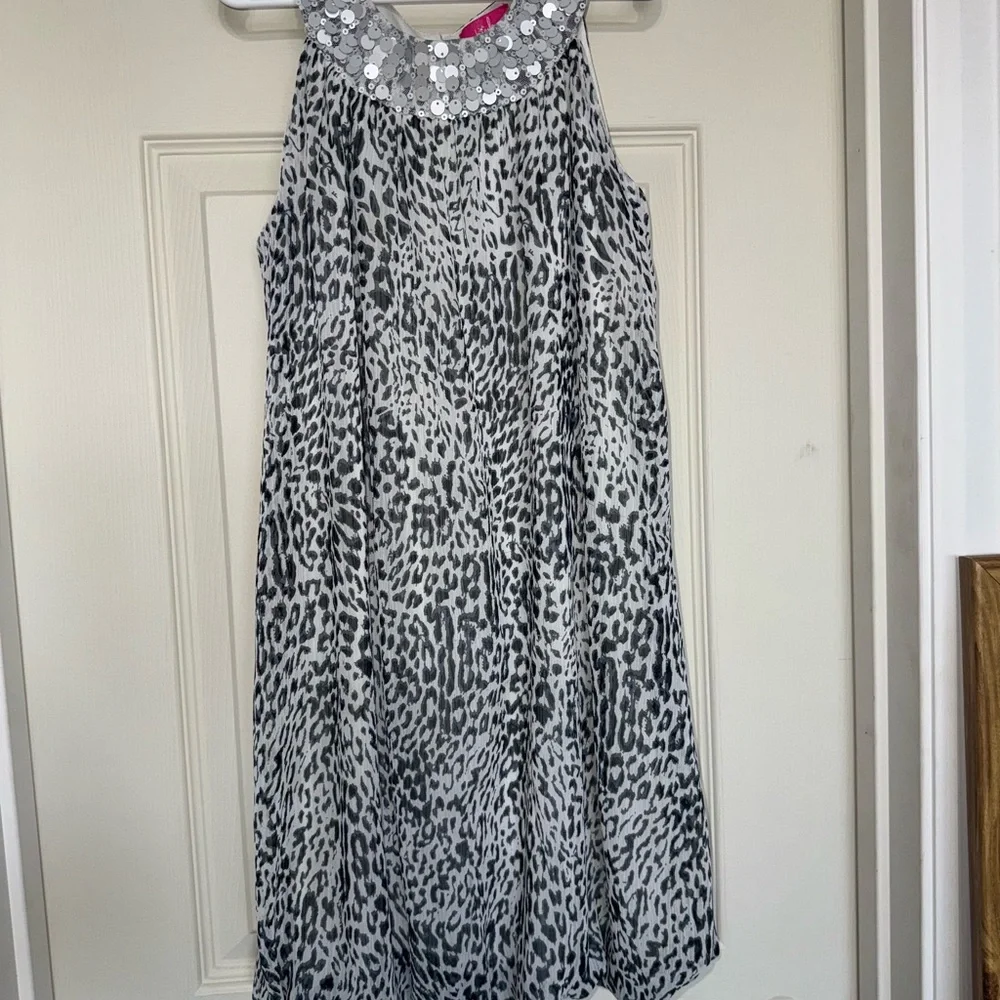 Pinky Ruffle/Bubble Hem Sequin Cheetah Print Y2K Dress Girl’s Size 8